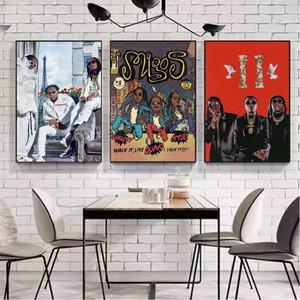 북유럽 팝 밴드 가수 Migos 좋은 품질의 프린팅 및 포스터 방수 종이 스티커 커피 하우스 바 벽