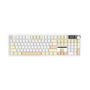 AULA F108Pro 유무선 아우라 독거미 LCD 기계식키보드 국내정품 치즈 화이트, 저소음 솜사탕축