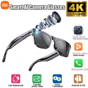 XIAOMI 4K HD AI 스마트 안경 채팅 260Mah 배터리 음성 보조 제어 GPT 100MP 카메라 블루투스 통화 스마트