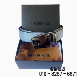 AMAZINGCRE 새로운 남성 여성의 동일한 골프 벨트 다목적 단순 임의 버클 소 가죽 블랙 화이트