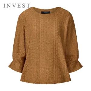 [인베스트] 아일렛 7부 소매 블라우스_IN5F1BL5021