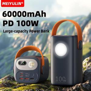 노트북 용 60000mAh 대용량 보조베터리 100W USB C iPhone Xiaomi Samsung 고속 충전 외부 예비 배터리