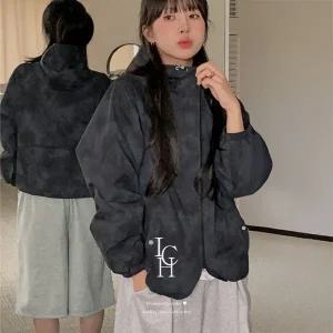 핫핑 [ICH] 아브아 스모크패턴 오버핏 후드 집업 점퍼
