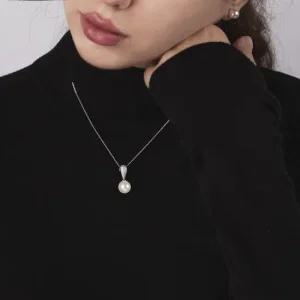 시후주얼리 실버925 시뮬럿다이아 핵진주 트라이앵글목걸이 SS477N 진주목걸이 화이트진주목걸이