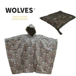 파우치포함 WOLVES 밀리터리 디지털카모 판초우의