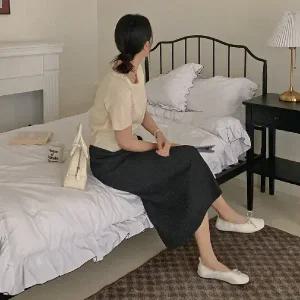 핫핑 리턴즈 비스코스 골지니트 밴딩롱스커트