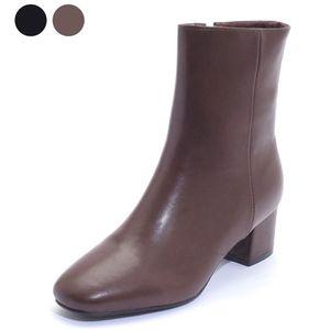 [갤러리아] 세라 여성 소가죽 스퀘어 기모 퍼 미들 앵글 부츠 통굽S22A408 브라운 5CM
