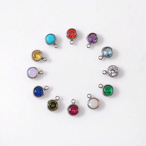 싼비즈 [8-112-01]써지컬스틸 펜던트 탄생석라운드 5mm 큐빅4mm ,1개