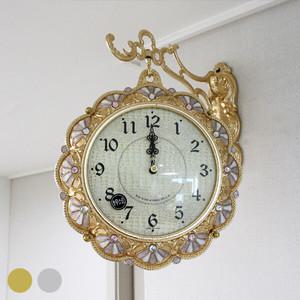무소음 금은도금 프리지아꽃 주물 양면시계 HSB-307