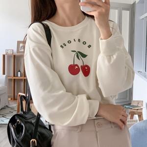 [하프클럽/]여자 러블리 체리긴팔티 가을맨투맨 세미크롭 티셔츠