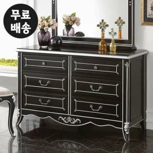 고급 블랙 엔틱 서랍장 와이드 3단 옷 체스트(1200)