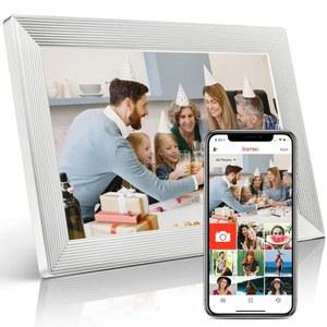 FRAMEO 10.1인치 WiFi 디지털 액자 1280x800 HD IPS 터치스크린, 32GB 내장 메모리, 자동 회전, 어디서나 Framo 앱을 통해 제공, 흰색(흰색)