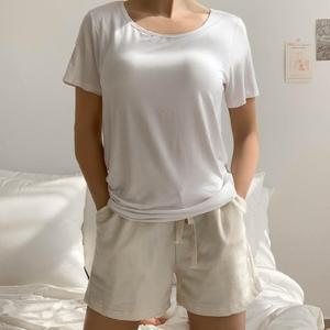 브라캡 나시 캡내장 반팔 면티 브라티셔츠 무지티 스판 무지티셔츠 브라탑