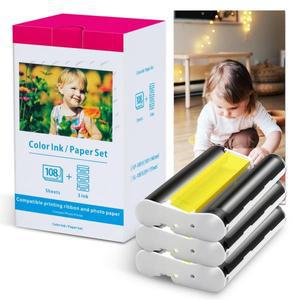 인화지 세트 호환 Canon Selphy CP1300 CP1500 CP1200 프린터 KP-108IN 10x15cm 6' x4' 108 매 3 색 잉크