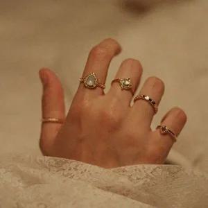 5pcs 원석 반지세트 물방울-WEDD978