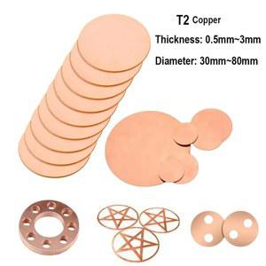 2PC 시트 1MM 직경 8MM 순수 T2 플레이트 구리 두께 원형 2MM 디스크 60MM 80MM 50MM 5MM 30MM