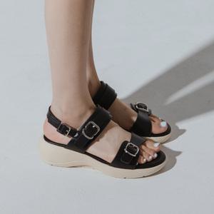 SOVO 마린 더블 스트랩 웨지 샌들 4cm