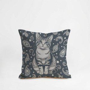 [모노기와]동물 고양이 cat 의자 등 쿠션커버 45x45 리넨 10design