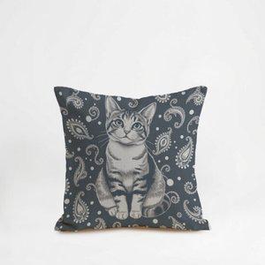 동물 고양이 cat 의자 등 쿠션커버 45x45 리넨 10design