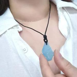 천연석 아쿠아마린 블루 스톤 팬던트 목걸이