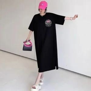 사이즈 하와이 캐주얼 오버핏 반팔 필수템 원피스 루 (WFHMRUG)
