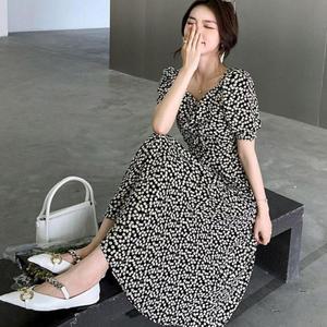 여성 반팔 여름 스커트원피스 치마원피스 무지원피스 A라인 롱원피스 허리밴딩원피스