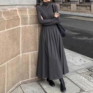 F00708데일리7_목폴라 심플 롱원피스 레이어드이너 원피스