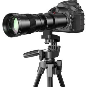 420-800mm F8.3 수동 망원 줌 렌즈 + Canon Nikon Z Sony E Fujifilm X Pentax M43 카메라용 T-마운트 어댑