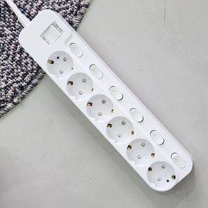 국산 개별 절전 멀티탭 6구 1.5m 16A 3200W 멀티 콘센트