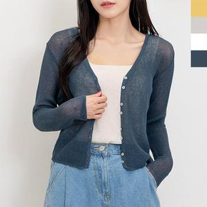[LFJ0NPSS_55]린넨가디건 긴팔 린넨 니트 가디건 1P