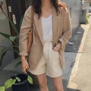 [QN37WYYC_55]캐주얼자켓 린넨 린넨자켓 여성마이 마