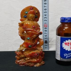 티벳 보석박힌 관세음 공예옥 단초마을 골동품/수집품/도자기