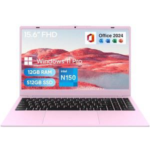 마골라이 15.6인치 FHD 학생용 노트북 컴퓨터, 12GB DDR5, 512GB SSD, 인텔 쿼드코어 N150(비트 투 i3-1115G4, 최대 3.6GHz), WiFi 6, 블루투스 5.2, Win 11, MS Office 2024, 핑크