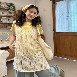[오노마] ONM 여자 양옆트임 펀칭 롱조끼 레이어드 니트조끼