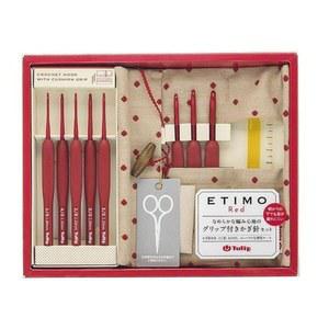 튤립 ETIMO 에티모 레드 코바늘세트 로얄 001 뜨개질 실버 TLS 모사용 쿠션 코랄레