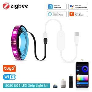 투야 스마트봇스마트 지그비 USB Led 조명 Tuya Wifi RGB led 스트립 DC5V 5050 TV 백라이트 Wok With Alex