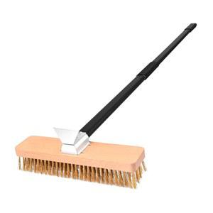 스크레이퍼가 있는 NUTUNI 대형 피자 오븐 브러시 길이 10.7인치 황동 브리스 그릴 37인치 또는 52.8인치 손잡이 뒷마당 액세서리