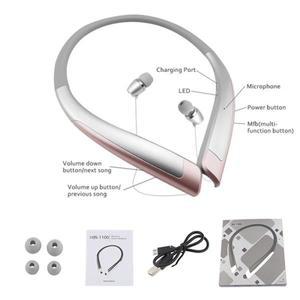 HBS-1100 스포츠 스테레오 블루투스 LG HX1100 목 장착형 CSR 4.1 방수 소음 제거 이어폰 하드 소매 포장