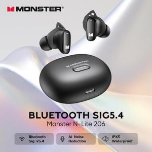 Monster N-LITE 206 Ture 무선 Bluetooth V5.4 헤드폰 IP5X 방수 스포츠 이어 버드 HIFI 스테레오 사운드