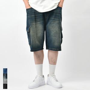남자 여름 버뮤다 카고 데님 팬츠 밴딩 청 반바지 와이드 쇼츠 6부 406