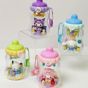 Sanrio 우유 병 디자인 빌딩 블록 블라인드 박스 Mymelody Kuromi Pochacco Cinnamoroll 데스크탑 장식 귀