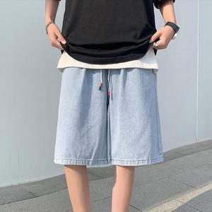 데님 반바지 깔끔한 트렌디한 허리밴딩 남성 (3kLbU)