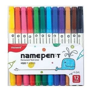 네임펜 T 12 Colors Set/양면네임펜/트윈네임펜/유성네임펜/12색네임펜/양쪽네임펜/네임펜트윈/네임펜유성
