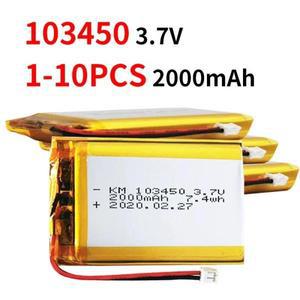 2000mAh 3.7V 103450 GPS MP3 MP4 운전 레코더 블루투스 헤드셋 보조베터리 네비게이터용 리튬 폴리머 Lipo