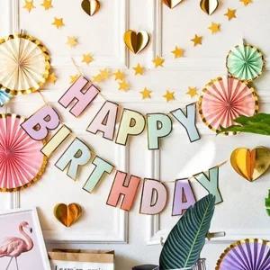 해피벌쓰데이 레인보우 가랜드 홈파티 꾸미기 생일 축하 행사 이벤트 플래그 용품