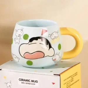 짱구 칼라 손잡이 세라믹 머그컵 460ml-옐로우