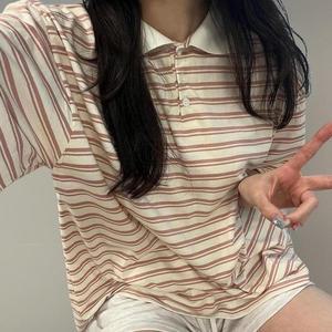 여성 카라 코튼 티셔츠 빅사이즈 단가라 티셔츠
