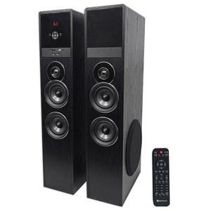 Rockville TM80B 전원 홈 시어터 타워 스피커 시스템, 블랙, 800W, 8인치 서브우퍼, 블루투스, USB/SD , FM 라디오, 리모컨, 노래방 준비 완료, 엔터테인먼트에 완벽합니다