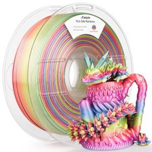 아몰렌 실크 PLA 3D 프린터 필라멘트, 반짝이는 다색 무지개 필라멘트 1 75mm, 대부분의 FDM 프린터용 그라디언트 색상 변경 프린팅 핑크 블루 퍼플 그린 옐로우, 1kg 2 2파운드