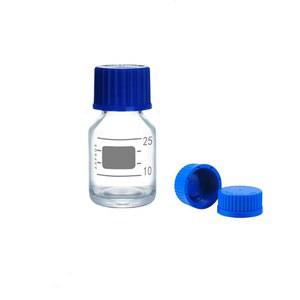 QOAEZK 25ml 시약 미디어 보틀, 오렌지 더블 커버 GL25 나사 캡, 와이드 마우스 실험실 클리어, 팩 1개 포함